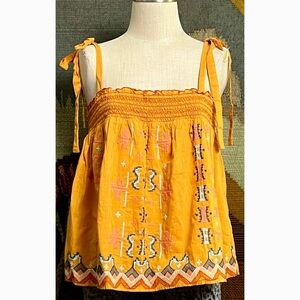 Anthropologie Embroidered Swing Tank Top XL